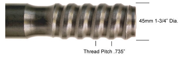 Ext Rod – T45 Male 4′ All Thread